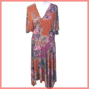 Robbie‎ Bee Vintage Y2K Paisley Boho Floral Midi Dress Women's Size L